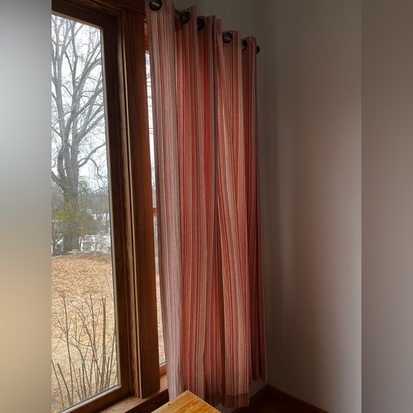 Orange and white striped curtains (set of 2 panels) - Picture 1 of 5